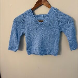New Hand Knit Blue Toddler Hoodie Sweater